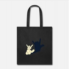 Rabbit Hand Shadow Black Tote Bag